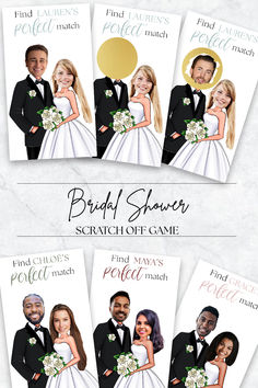 #bridalshower #bridalshowergames #bacheloretteparty #bacheloretteparty games #funbridalshowergames #Funbridalshowergames #wedding #scratchoffgames #scratchoffgame #perfectmatch #whohasthegroom Bridal Shower Games Funny, Games Wedding, Groom Card, Snowflake Wedding, Bridal Shower Inspiration, Bachelorette Games