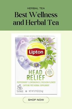 the label for lipton head relief tea