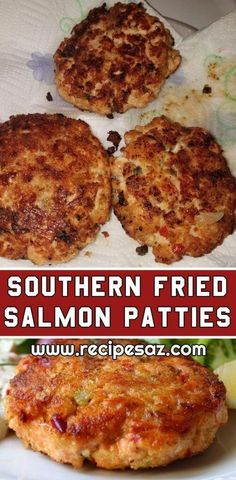 some fried salmon patties are on a plate