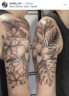 two people with tattoos on their arms and one is holding the other arm in front of them