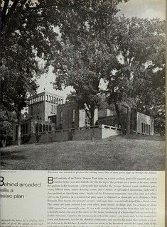 an old black and white photo of a house in the middle of trees with text on it