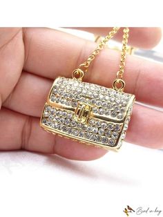 BirdinBag - Fashionable Bag Charm with Rhinestone Decor and Unique Design Handheld Shoulder Bag With Rhinestones As Gift, Handheld Bags With Rhinestones For Gifts, Handheld Rhinestone Bags For Gifts, Rhinestone Decor, Word Wrap, White Space, Zinc Alloy, Fashion Bags, The Row