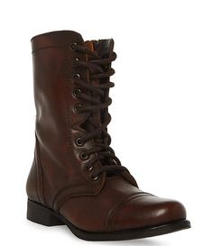 Steve Madden Troopa Military-Inspired Zipper Lace Up Leather Combat Boots | Dillard's Combat Boots Brown, Leather Combat Boots, Women Boots, Military Inspired, Crochet Braids, Pretty Shoes, Dillard's, Brown Boots, Girly Things