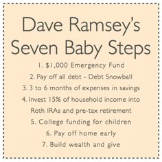 a baby's seven - step emergency plan is shown in this graphic above the instructions for how to save money