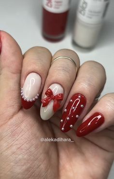 Red Nails Christmas, Girly Acrylic Nails, Classy Acrylic Nails, Cute Gel Nails, Christmas Nails Acrylic, Xmas Nails, Dream Nails, Fire Nails