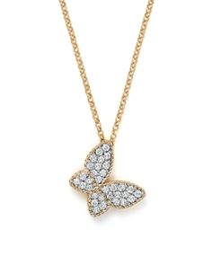 Roberto Coin 18K Yellow Gold Tiny Treasures Princess Diamond Butterfly Necklace, 18 Yellow Gold Necklace With Pave Setting As Gift, Diamond Nosepin, Diamond Butterfly Necklace, J Necklace, Diamond Butterfly, Roberto Coin, Tiny Treasures, Solid Gold Jewelry, Trendy Earrings