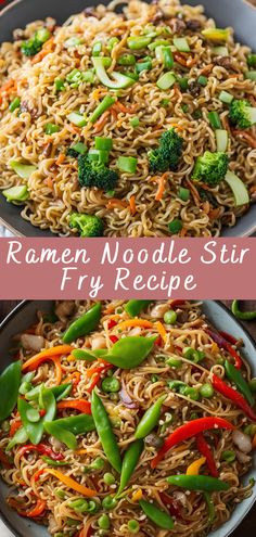 ramen noodle stir fry with broccoli and red peppers