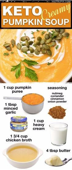 the keto creamy pumpkin soup recipe is shown