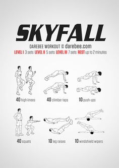 the skyfall workout poster shows how to do it in 10 minutes or less, with instructions