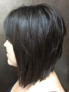 I just got a hairstyle similar to this on Wednesday and I absolutely love it:)   Inverted textured bob with a full bang. A classic. Graduation Haircut, Short Stacked Haircuts, Stacked Haircuts, Southern Girl, Brown Hair Colors, Hair Stuff