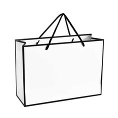 a black and white shopping bag on a white background with clippings to the side