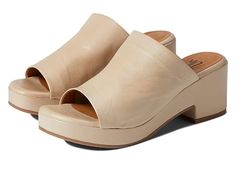 Miz Mooz Gwen - Women's Sandals : Cream : Slip into comfort and style in Miz Mooz Gwen heels. Upper crafted from leather. Leather lining and insole for soft comfort. Open round toe silhouette. Block heels. Easy slip-on style. Man-made outsole. Made in Portugal. Single shoe weighs 10 oz. Measurements: Heel Height: 2 3 4 in Weight: 10 oz Platform Height: 1 in Product measurements were taken using size EU 38 (US Women's 7.5-8), width B - Medium. Please note that measurements may vary by size. Weigh Spring Mules With Arch Support And Round Toe, Spring Round Toe Mules With Arch Support, Comfortable Leather Heels With Ortholite Insole, Comfortable Leather Sandals With Almond Toe, Comfortable Leather Heels With Cushioned Footbed, Comfortable Leather Heels With Arch Support, Modern Leather Mules With Arch Support, Comfortable Spring Heels With Rubber Sole, Spring Comfortable Heels With Rubber Sole