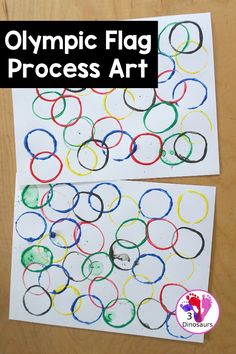 olympic flag process art for kids to do with the olympics rings on paper and glue