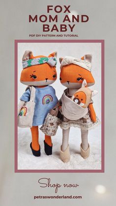 Handmade Fox Mom & Baby Doll Set – Perfect for Keepsakes
Sew a unique Fox Mom and Baby doll set with this detailed PDF pattern. Includes everything you need for an adorable, interactive gift! Dress And Accessories, Toy Sewing, Baby Stuffed Animals, Fox Toys