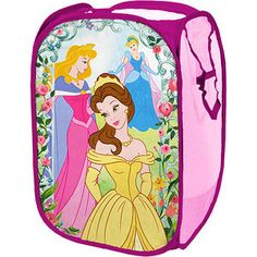 a pink lunch bag with princesses on it