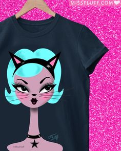 💜 Happy Wednesday Whiskers! 💜 The Kitty Girl from the Spooky Dolls collection pattern is now on her own tee! Different colors are available 💋 https://missfluff.shop/collections/apparel/products/spooky-dolls-kitty-girl-womens-relaxed-t-shirt #Halloween #halloweentees #catlove #catart #cutearteveryday Trendy Blue T-shirt With Character Print, Trendy Fitted T-shirt With Cat Print, Trendy Crew Neck T-shirt With Cat Design, Fun Short Sleeve T-shirt With Cat Print, Fitted Playful T-shirt With Cartoon Print, Trendy Cat Design T-shirt For Streetwear, Trendy Pink Cat Print T-shirt, Trendy Tops With Character Print For Fans, Trendy Streetwear T-shirt With Cat Design