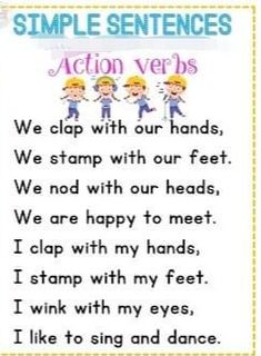 Action verbs reading .Simple reading sentence worksheet . English reading activity Sentence Worksheet, Sentences Kindergarten, Verb Words, Reading Activity, English Worksheets For Kids, Action Verbs, Action Words