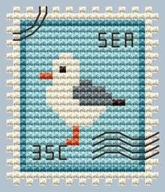 a cross stitch pattern with an image of a duck