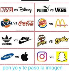 the logos for different brands in spanish and english