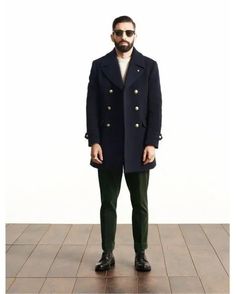 New European and American clothing Coat Autumn, Blue Army, British Men, American Clothing, Long Sleeves Coats, Woolen Coat, American Apparel, Types Of Collars, Winter Coat