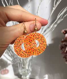 This item is unique, hand-painted by me with special jewelry water-resistant paints. I like retro style. The design of these earrings is inspired by the retro style of the 50s, 60s, and 70s when was so popular clothing and jewelry with dots. Having chosen these earrings, you will not find the same jewelry on anyone else. The other retro style earrings you can find in the section "Hand painted Earrings". MORE DETAILS * Materials used: hand-painted plastic details, Czech matte glass beads, stainle Retro Handmade Orange Earrings, Handmade Retro Orange Earrings, Retro Orange Jewelry For Party, Handmade Enamel Earrings For Party, Colorful Retro Earrings For Gifts, Colorful Retro Earrings For Gift, Hand Painted Multicolor Earrings For Party, Retro Handmade Earrings For Party, Multicolor Enamel Earrings For Party