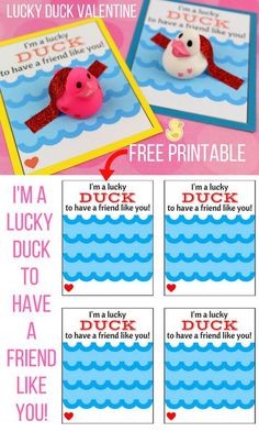 a printable lucky duck valentine card with instructions