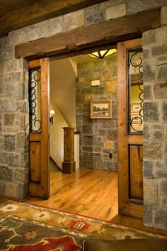 an open door with the words save photo on it in front of a stone wall