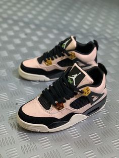 Jordan 4s Pink, Pink Jordan 4, Custom Jordan 4, Shoes Jordan 4s, Jordan 4 Black, Trendy Shoes Sneakers, Dr Shoes