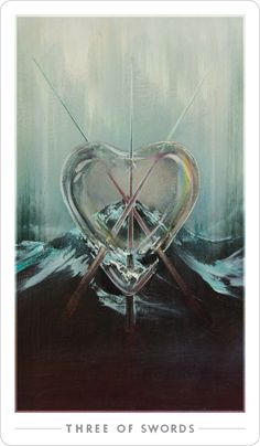 there is a heart with two crossed swords in the middle of it, surrounded by water