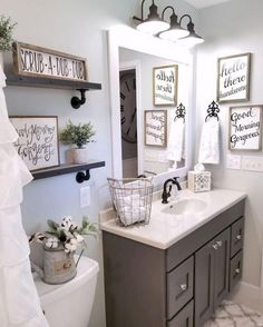 Kids Bathroom #BathroomIdeas, This idea is also great for your teenage girl. Farmhouse Half Bath, Farmhouse Bathroom Remodel, Rustic Farmhouse Bathroom, Farmhouse Bathroom Design, Farmhouse Bathroom Decor Ideas, Modern Farmhouse Bathroom, Versace Home, Farmhouse Bathroom Decor