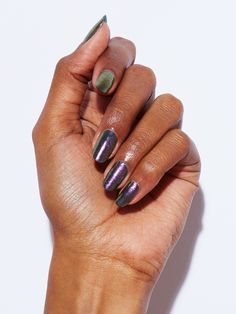 Purple duochrome with blue, green and gold flip, Full coverage, Rich Static Nails, Long Lasting Nail Polish, Best Hair Oil, Essential Oils For Hair, Brittle Nails, Long Lasting Nails, Nail Growth, Glass Nails, Gradient Nails