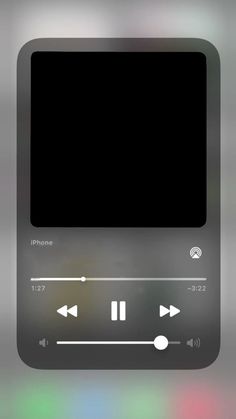 an iphone screen with the control panel on it's side and buttons to play music