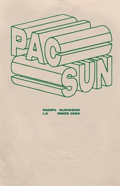 the back of a white t - shirt with green lettering that reads, pac sun