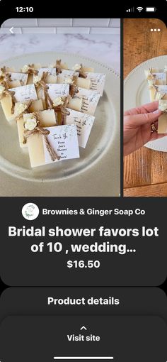 the brides and grooms soap company is selling their wedding favors for $ 10