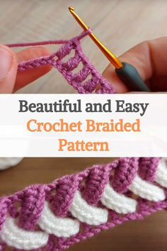 the crochet braided pattern is being worked on