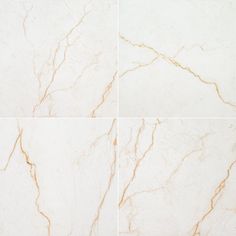 four pictures of white marble with gold veining on it's edges and sides