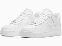 Check out the new NIKE Air Force 1 '07 Sneaker in white! This iconic '80s-throwback sneaker features back-to-basics detailing with a cool, low-cut profile and solid colors that make it timeless. The Nike Air unit in the sole provides lightweight cushioning, while the crenellations along the tread frame a star-studded bumper toe for added style. Plus, if you're between sizes, order 1/2 size down. Nordstrom affiliate. Tenis Air Force, Air Force Women, Shoes For School, White Air Forces, Dr Shoes, Nike Air Force 1 07, Cute Nikes, Womens Athletic Shoes, Air Force Ones