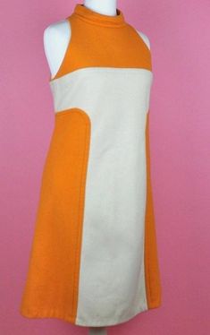 Orange mod dress space age dress 60s mini dressMondrian | Etsy Riddler Design, 60s Photoshoot, Pop Art Dress, Space Age Dress, Mondrian Dress, Space Age Fashion, 1960s Mod Dress, 70s Clothes, 60s Mini Dress