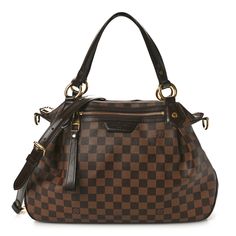 This is an authentic LOUIS VUITTON Damier Ebene Evora GM. The bag has a distinctive structure and is crafted of Louis Vuitton Damier coated canvas in brown. The shoulder bag features signature dark brown cowhide leather trim, leather strap handles, and an optional, adjustable shoulder strap. The top zipper opens to a rouge red microfiber interior with patch pockets. Brown Cowhide, Louis Vuitton Damier Ebene, Damier Ebene, Authentic Louis Vuitton, Leather Trim, Cowhide Leather, Louis Vuitton Damier, Leather Trims, Patch Pocket