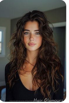 Hair Haircuts, Long Brown Hair, American Beauty, Layered Haircuts, Pretty Hairstyles, Wavy Hair, Hair Looks