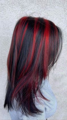 #hair #color #red #cool #beauty Halo Hair Color, Red Halo Hair, Bold Red Hair, Red Hair Streaks, Black And Red Hair, Red Hair Dye, Snow White With Red Hair, Red Streaks, Hair Color Red