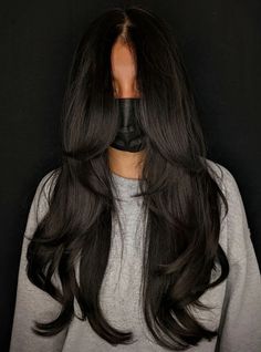 Super Long Hair With Layers, Front Layers Long Hair, Haircut Inspo, Dark Brunette Hair, Long Dark Hair