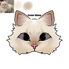 an image of a white cat's face with the caption creator mako