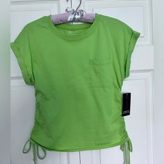 No Boundaries Ruched Side Pocket Short Sleeve T-Shirt-Juniors Size Xl Vivid Lime Green Brand New With Tags Unavailable From Walmart Bundle & Save On Shipping, Check Out My Other Listings Fast Shipper: Same Day/Next Day Shipping Trendy Green Top With Drawstring, Cotton Drawstring Crew Neck Top, Cotton Relaxed Fit Top With Drawstring, Trendy Cotton Top With Drawstring, Relaxed Fit Cotton Top With Drawstring, Cotton Crew Neck Top With Drawstring, Relaxed Fit Crew Neck Top With Drawstring, Spring Drawstring Short Sleeve Tops, Spring Short Sleeve Tops With Drawstring