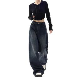 Step back in time with our Vintage High Waist Loose Jeans, a timeless classic reimagined for the modern era. Crafted with meticulous attention to detail, these jeans boast a flattering high waist design that accentuates your curves while offering comfort and freedom of movement. Their loose fit exudes effortless style, perfect for casual outings or dressed up with your favorite accessories. Embrace nostalgia with a touch of contemporary flair in these versatile and effortlessly chic jeans. size Korean Fashion Women, Loose Jeans, Womens Sweatpants, Cardigan Sweaters For Women, Joggers Womens, Denim Trousers, Retro Chic, Leg Jeans, Jeans Pants