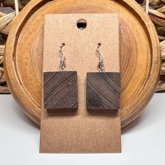 Gorgeous, custom made exotic Wenge wood with silver plated hooks, Thank you for looking! Brown Rectangular Earrings With Ear Wire, Handmade Wood Drop Earrings, Handmade Wooden Drop Earrings, Brown Wooden Earrings As Gift, Brown Wooden Bead Earrings As A Gift, Brown Earrings With Wooden Beads As Gift, Wenge Wood, Wooden Earrings, Earring Set