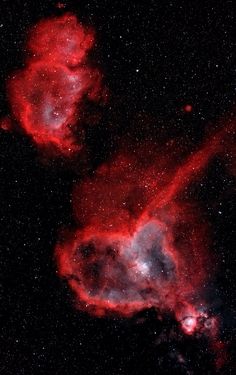 two red objects in the dark sky