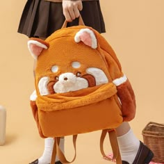 Be The Envy Of All Your Friends With This Adorably Cute Red Panda School Backpack! It's Got Everything You Need To Stay Organized And Look Great, With One Big Compartment, Side Water Bottle Storage, Compartments For Your Phone And Small Accessories, And Adjustable Shoulder Straps. This Sure Will Soon Be Your Favorite Backpack! A Plush Backpack To Carry Around All Your Books And Laptops Adorable Red Panda Design Adjustable Shoulder Straps And Top Handle Spacious Compartments To Carry Around All Y Cute Yellow Student Bags, Cute Yellow Backpack Bag, Yellow Student Bag With Adjustable Strap, Orange Travel Bag For Back To School, Orange Standard Backpack For School, Orange Bags For Everyday Use And Back To School, Orange Bags For Back To School, Cute Orange Bag For Daily Use, Cute Orange Bags For Daily Use