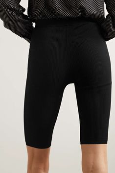 Knee-length Ribbed Fitted Bottoms, Ribbed Short Bottoms, Ribbed Stretch Biker Shorts Mid-thigh Length, Stretch Ribbed Short Leg Bottoms, Knee-length Ribbed Stretch Bottoms, Casual Ribbed Mid-thigh Bottoms, Ribbed Mid-thigh Length Shorts, Stretch Ribbed Shorts, Ribbed Stretch Shorts For Loungewear