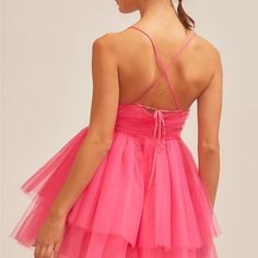 Make a big impression in the festive Back Cross Mini Organza Dress in the shade fuchsia! Perfect for that holiday party, this hot pink number features a mini tulle skirt with a crossed tie back to make sure you look gorgeous all night. Get the party started with some festive fun! Organza Dress, Get The Party Started, Senior Year, Tie Back, Sweet 16, Holiday Party, Homecoming Dresses, Birthday Ideas, Prom Dress